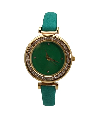 Olivia Pratt Soft Leather Solid Colors and Rhinestones Women Watch