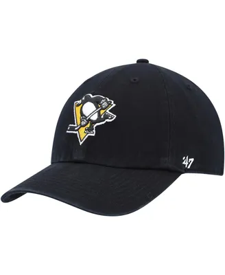 Men's '47 Brand Black Pittsburgh Penguins Team Clean Up Adjustable Hat