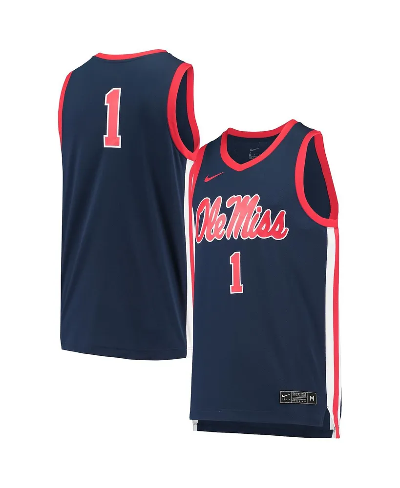 Nike Men's Ole Miss Rebels White Pinstripe Full Button Replica Baseball Jersey, Medium