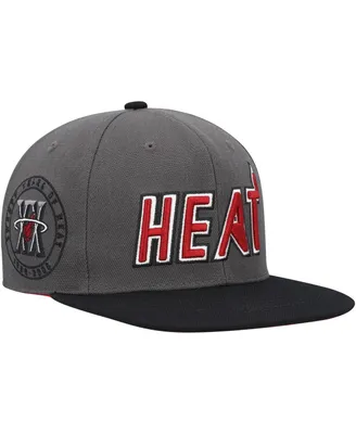 Men's Mitchell & Ness Gray, Black Miami Heat Hardwood Classics 20th Anniversary Born and Bred Fitted Hat