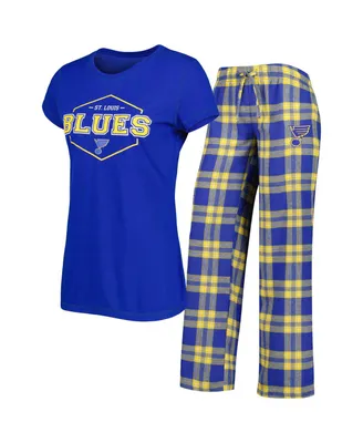 Women's Concepts Sport Blue, Gold St. Louis Blues Badge T-shirt and Pants Sleep Set