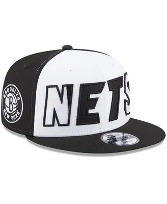 Men's New Era White, Black Brooklyn Nets Back Half 9FIFTY Snapback Hat