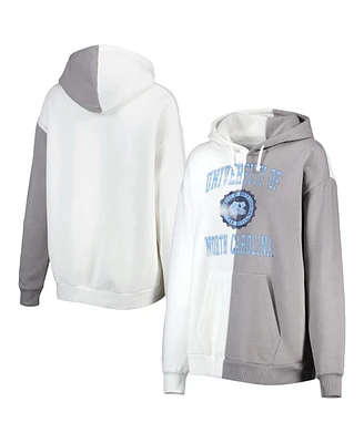Women's Gameday Couture Gray, White North Carolina Tar Heels Split Pullover Hoodie