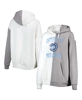 Women's Gameday Couture Gray, White North Carolina Tar Heels Split Pullover Hoodie