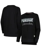 Women's Pressbox Black Purdue Boilermakers Steamboat Animal Print Raglan Pullover Sweatshirt