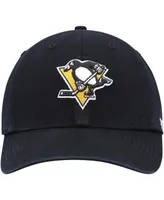 Men's '47 Brand Black Pittsburgh Penguins Team Clean Up Adjustable Hat