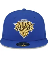 Men's New Era Blue York Knicks 2X Nba Champions Metallic Undervisor 59Fifty Fitted Hat