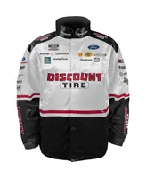 Men's Team Penske White, Black Austin Cindric Discount Tire Nylon Uniform Full-Snap Jacket