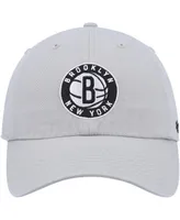 Men's '47 Brand Gray Brooklyn Nets Team Logo Clean Up Adjustable Hat