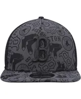 Men's New Era Black Boston Red Sox Repeat A-Frame 9FIFTY Trucker Snapback Hat