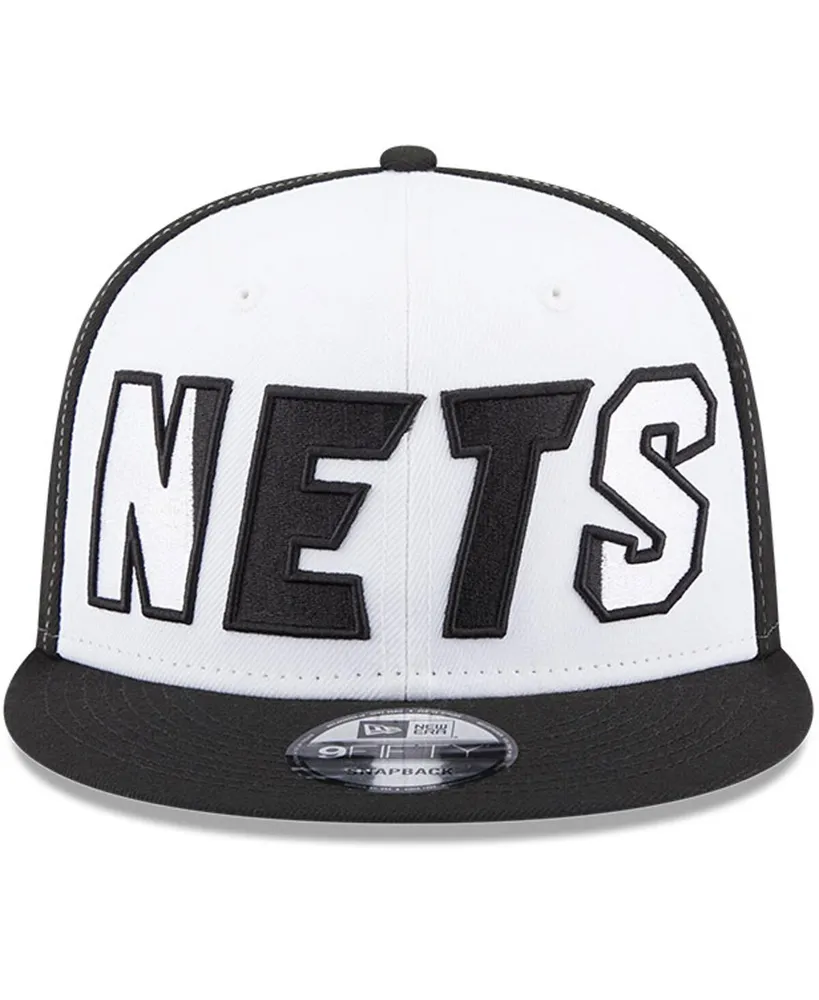 Men's New Era White, Black Brooklyn Nets Back Half 9FIFTY Snapback Hat