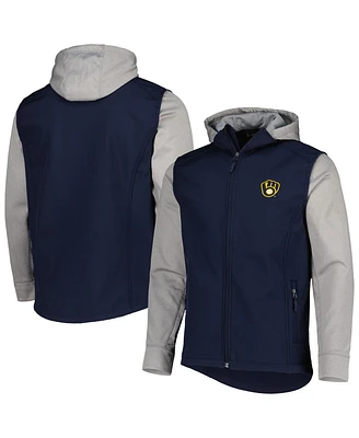 Men's Dunbrooke Navy, Heather Gray Milwaukee Brewers Alpha Full-Zip Jacket