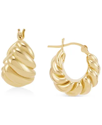 Polished Shrimp Design Hoop Earrings in 14k Yellow Gold