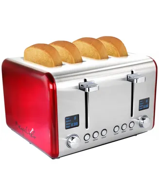 MegaChef 4 Slice Toaster in Stainless Steel with Digital Display