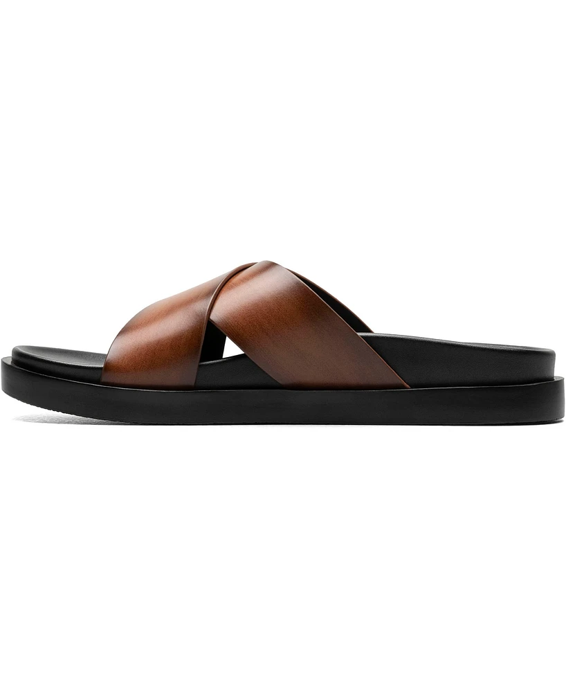 Stacy Adams Men's Montel Cross Strap Slide Sandal