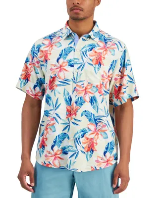 Men's Tommy Bahama Crimson Alabama Crimson Tide Big & Tall Coast Luminescent Fronds IslandZone Button-Up Camp Shirt