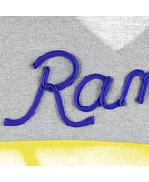 Women's Touch Heathered Gray, Royal Los Angeles Rams Outfield Deep V-Back Pullover Sweatshirt