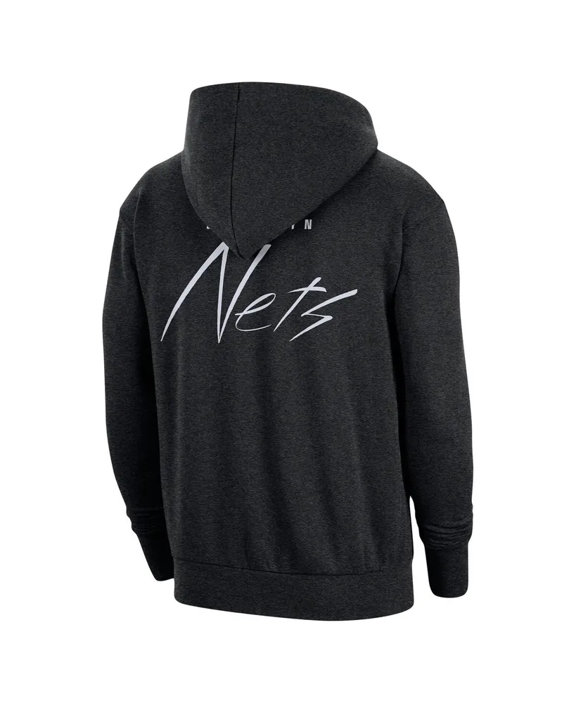 Men's Nike Heather Black Brooklyn Nets Courtside Versus Flight Pullover Hoodie