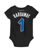 Infant Boys and Girls Mitchell & Ness Penny Hardaway Black Orlando Magic Hardwood Classics Name and Number Bodysuit