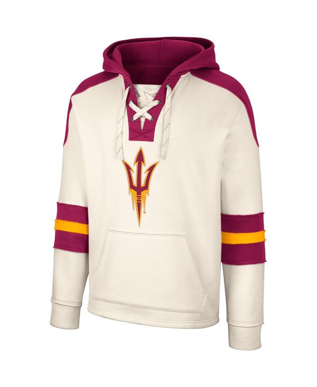 Men's Colosseum Cream Arizona State Sun Devils Lace-Up 4.0 Vintage-Like Pullover Hoodie