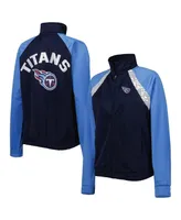 Women's G-iii 4Her by Carl Banks Navy, Light Blue Tennessee Titans Confetti Raglan Full-Zip Track Jacket