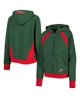 Women's Starter Green Minnesota Wild Wishbone Half-Zip Hoodie