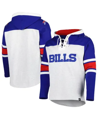 Men's '47 Brand Buffalo Bills Heather Gray Gridiron Lace-Up Pullover Hoodie