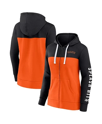 Women's Fanatics Black, Orange San Francisco Giants Take The Field Colorblocked Hoodie Full-Zip Jacket