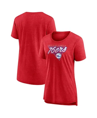Women's Fanatics Heathered Red Philadelphia 76ers True Classics Tri-Blend T-shirt