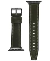 WITHit Dark Green Smooth Leather Strap with Contrast Stitching and Gunmetal Gray Stainless Steel Lugs for 42mm, 44mm, 45mm, Ultra 49mm Apple Watch