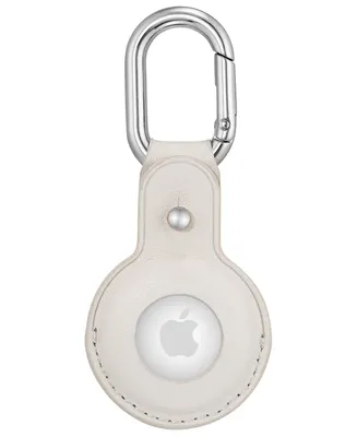 WITHit Gray Leather Apple AirTag Case with Silver-Tone Carabiner Clip - Gray, Silver