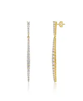 Genevive 14k Yellow Gold Plated with Cubic Zirconia Icicle Cluster Spike Dangle Earrings in Sterling Silver