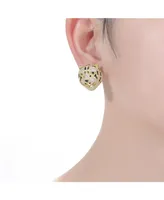 Genevive 14k Yellow Gold Plated with Cubic Zirconia Leopard Head Stud Earrings in Sterling Silver