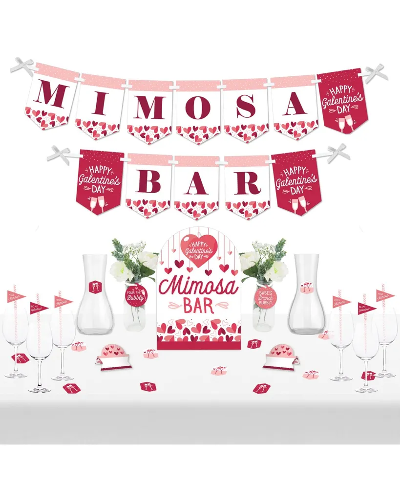 Mimosa Bar Supplies - Rose Gold Sign Banner Tags Kit- Bridal Shower