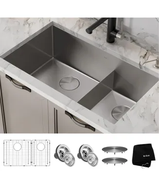 Kraus Standart Pro in. 16 Gauge Undermount / Double Bowl Stainless Steel Kitchen Sink