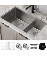 Kraus Standart Pro in. 16 Gauge Undermount 60/40 Double Bowl Stainless Steel Kitchen Sink