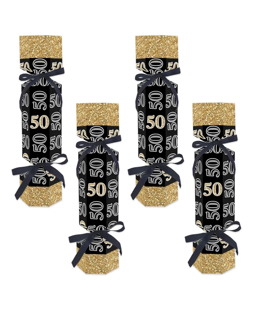 Big Dot of Happiness Adult 40th Birthday - Gold - Birthday Gift Favor Bags - Party Goodie Boxes - Set of 12