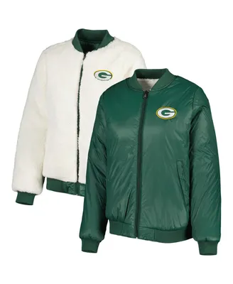 Women's G-iii 4Her by Carl Banks Oatmeal and Green Bay Packers Switchback Reversible Full-Zip Jacket