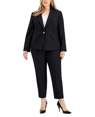Le Suit Plus Stretch Crepe One-Button Pantsuit