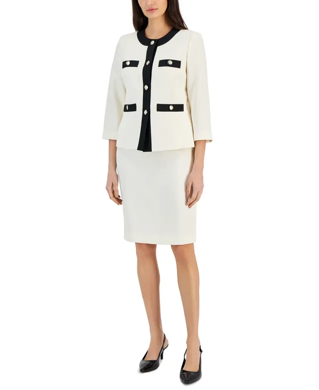 Le Suit Collarless Dress Suit, Regular & Petite Sizes - Macy's