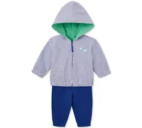 Little Me Baby Boys Puppy Hoodie, Bodysuit, and Pants, 3 Piece Set