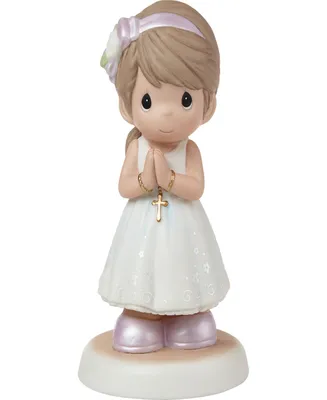 Precious Moments 222021 Blessings On Your First Communion Brunette Hair and Medium Skin Girl Bisque Porcelain Figurine