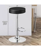 1 Pc Round Bar Stool Adjustable Swivel Pub Chair U Leather