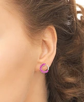 Lab-Grown Pink Sapphire (3-1/8 ct. t.w.) & Lab-Grown White Sapphire (1/6 ct. t.w.) Spiral Hoop Earrings in Sterling Silver