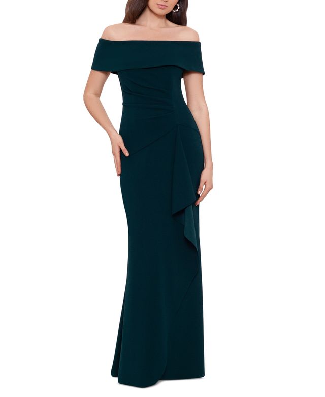 Xscape Off-The-Shoulder Scuba-Crepe Gown