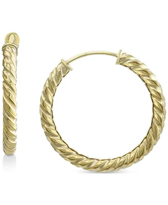 Round Twist Small Hoop Earrings in 10k Gold, 5/8"