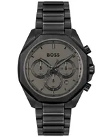 Hugo Boss Men's Cloud Quartz Chronograph Ionic Plated Black Steel Watch 43mm