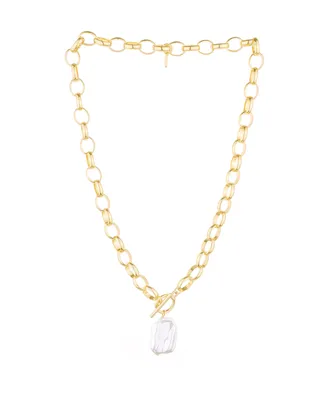 Ettika Imitation Pearl Nugget Pendant and 18K Gold Plated Necklace