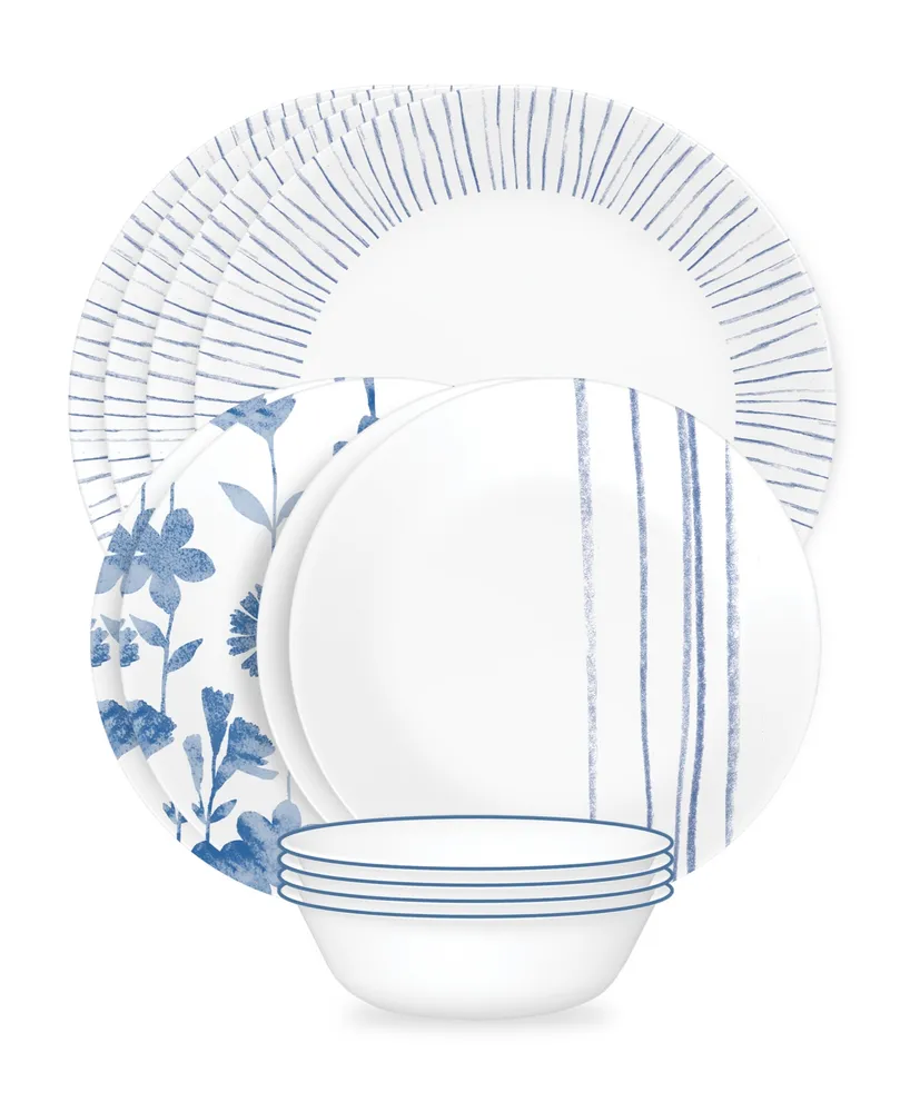 Corelle Botanical Stripes 12 Pc. Dinnerware Set, Service for 4