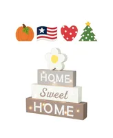 Glitzhome 12.75" H Lighted Wooden Block Word Sign